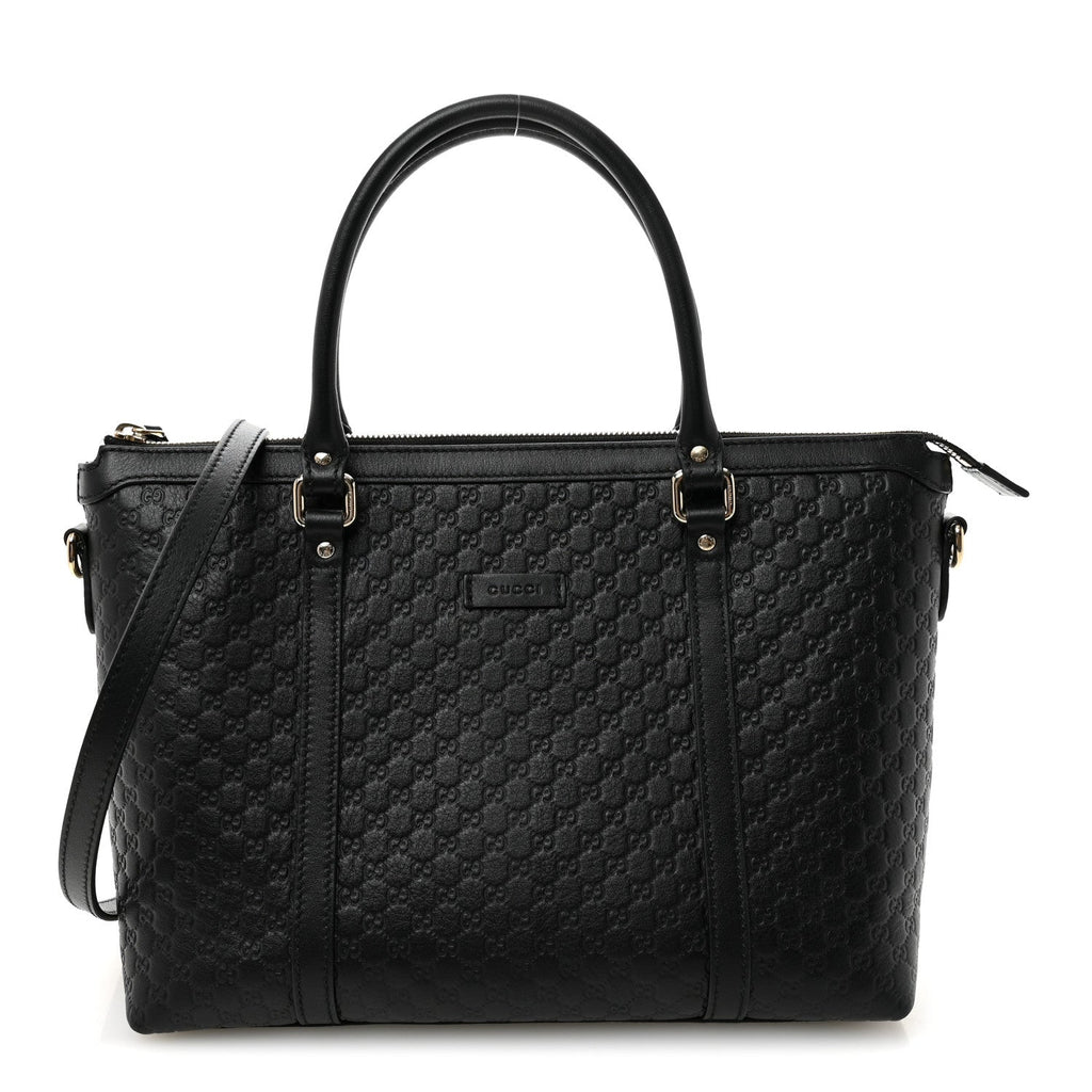 Soft Microguccissima Small Zippered Satchel Black