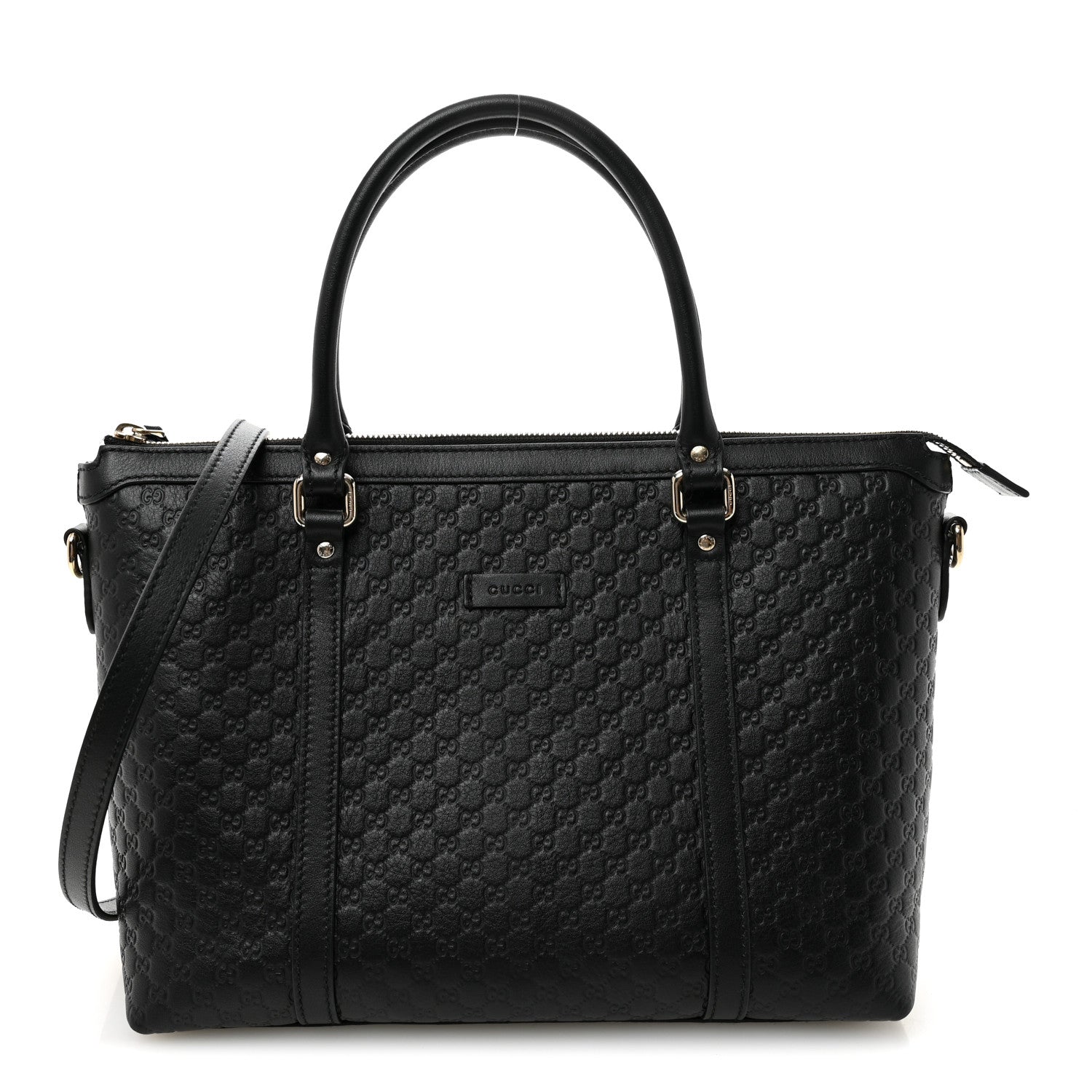 Soft Microguccissima Small Zippered Satchel Black