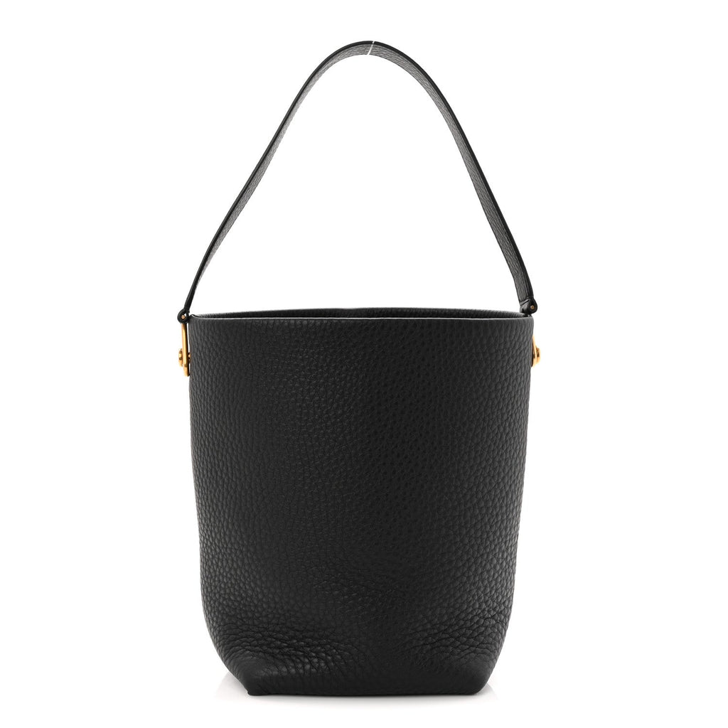 Grained Calfskin Small N/S Hook Tote Black