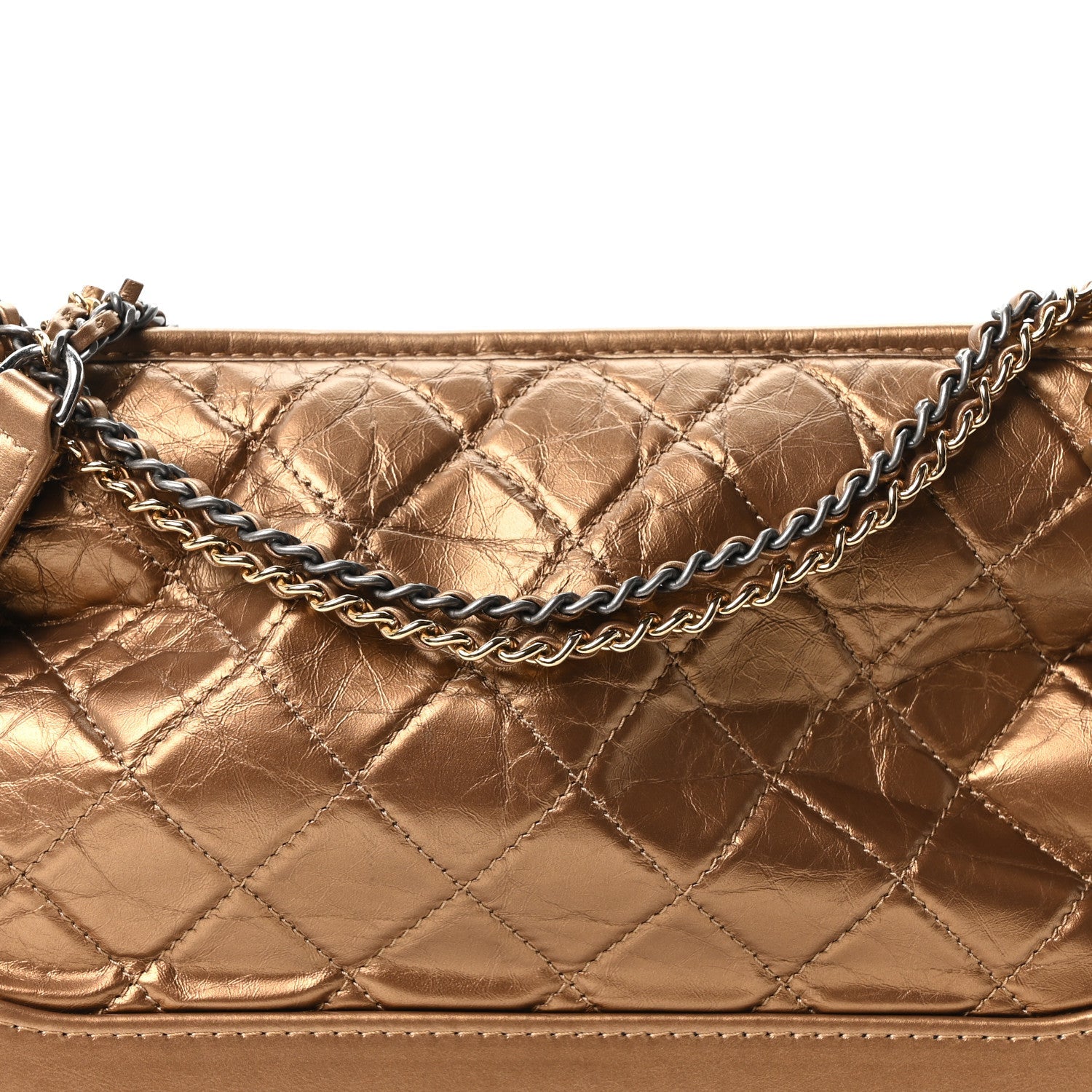Metallic Lambskin Calfskin Quilted Medium Gabrielle Hobo Gold