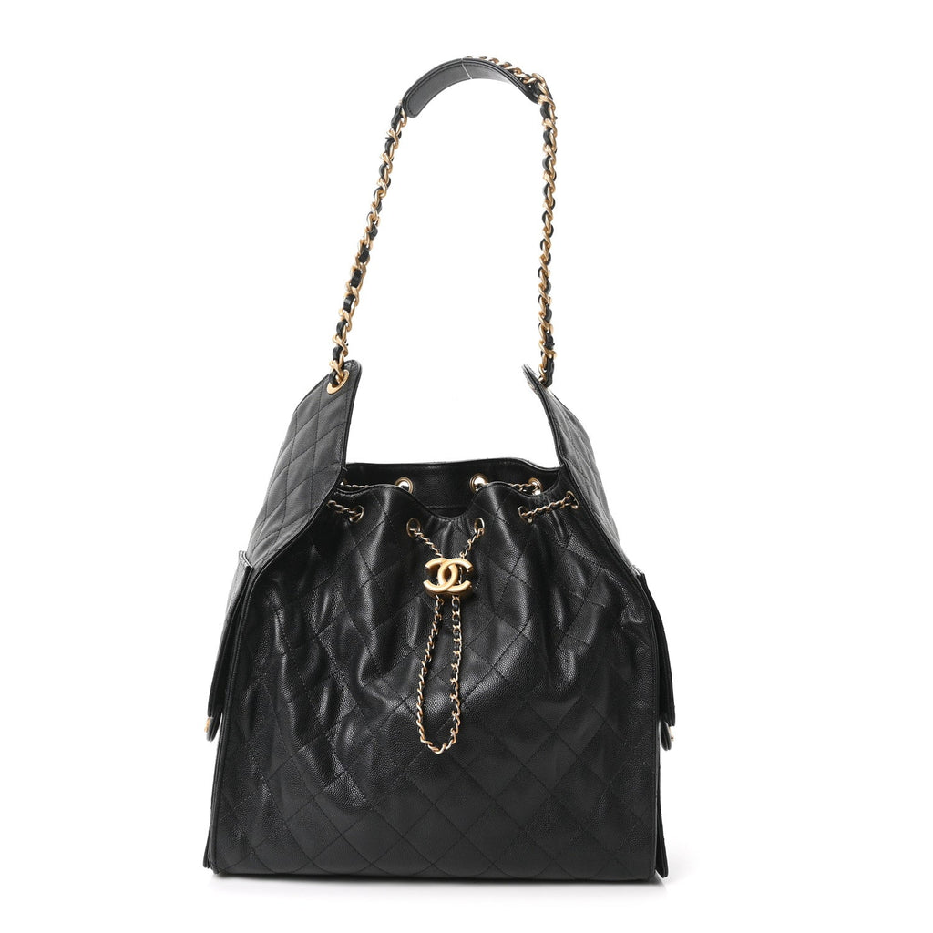 Caviar Quilted Medium Chanel 25 Handbag Black