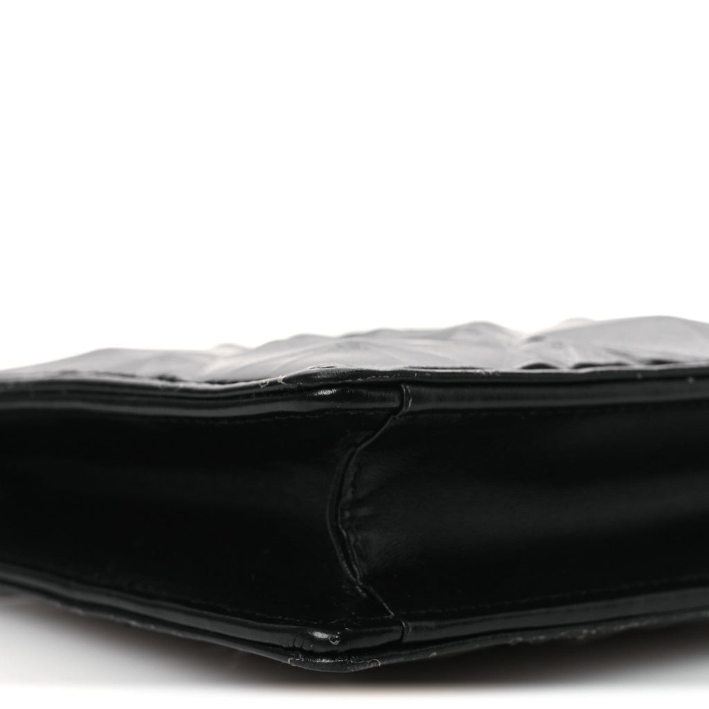 Calfskin Macrocannage Diamond Caro Zipped Pouch With Chain Black