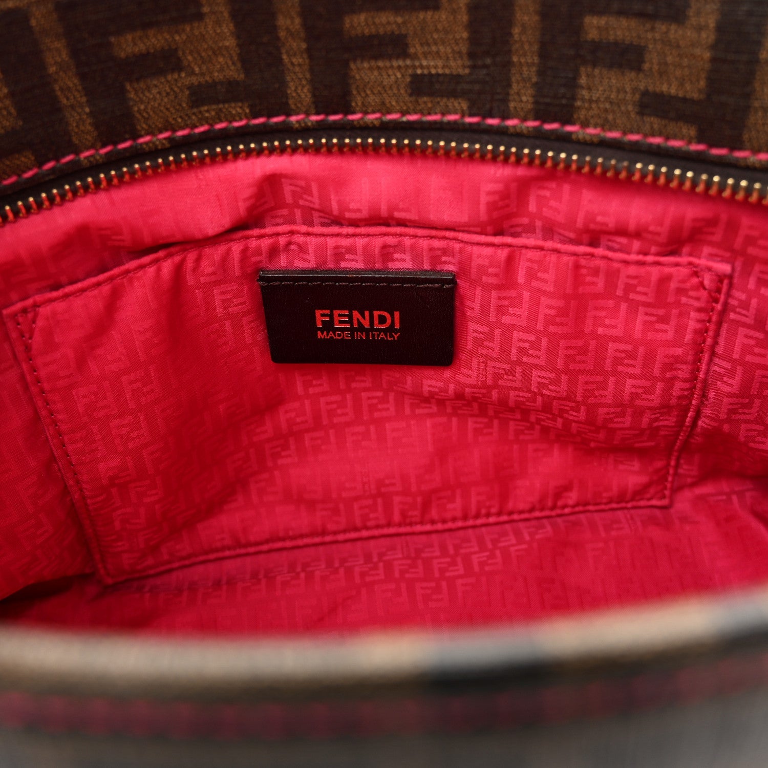 Zucca Spalmati Vitello FF Mini Roll Tote Tobacco Pink