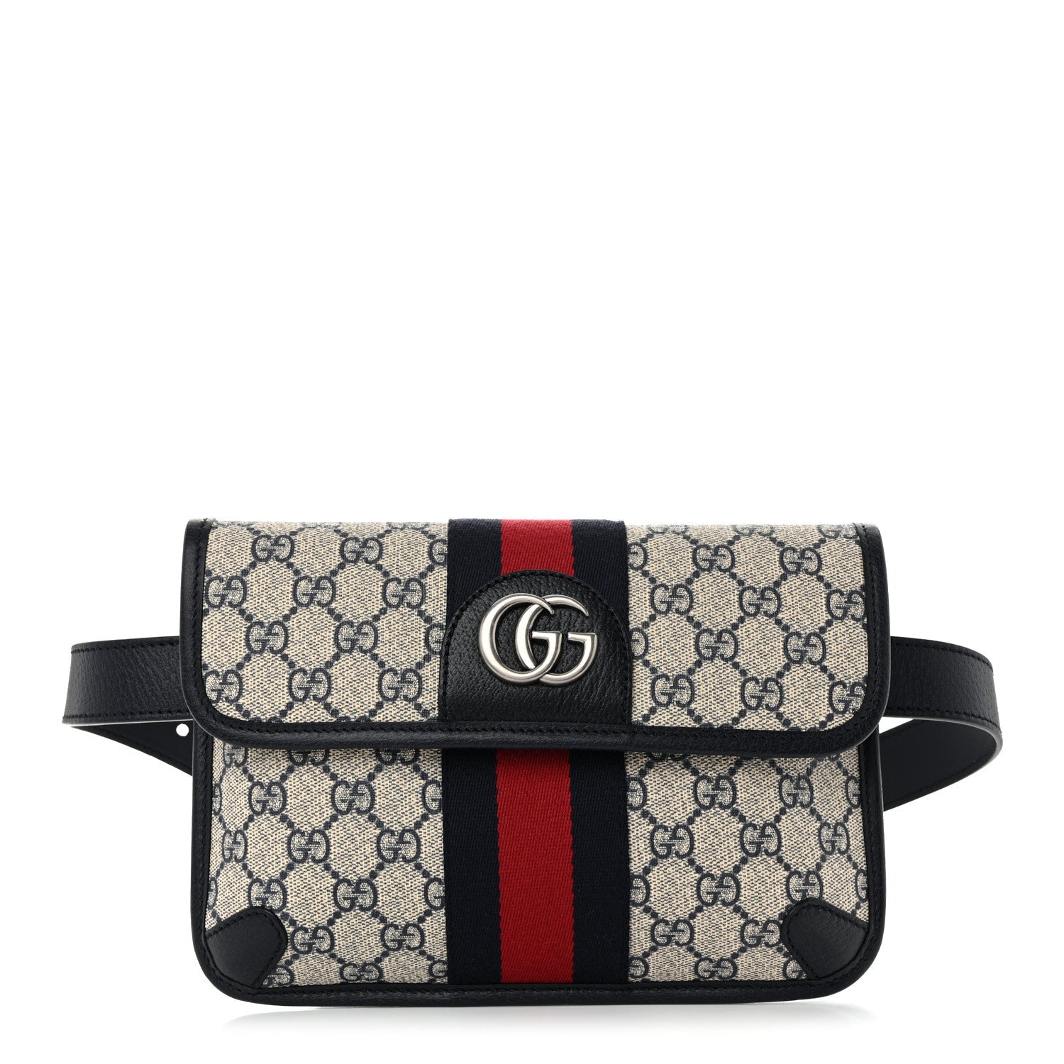 GG Supreme Monogram Web Small Ophidia Belt Bag 90 36 Beige Navy 90/36 Beige Navy