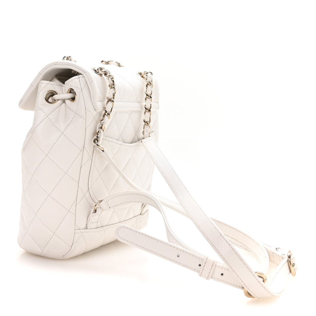 Caviar Quilted Mini Urban Spirit Backpack White White