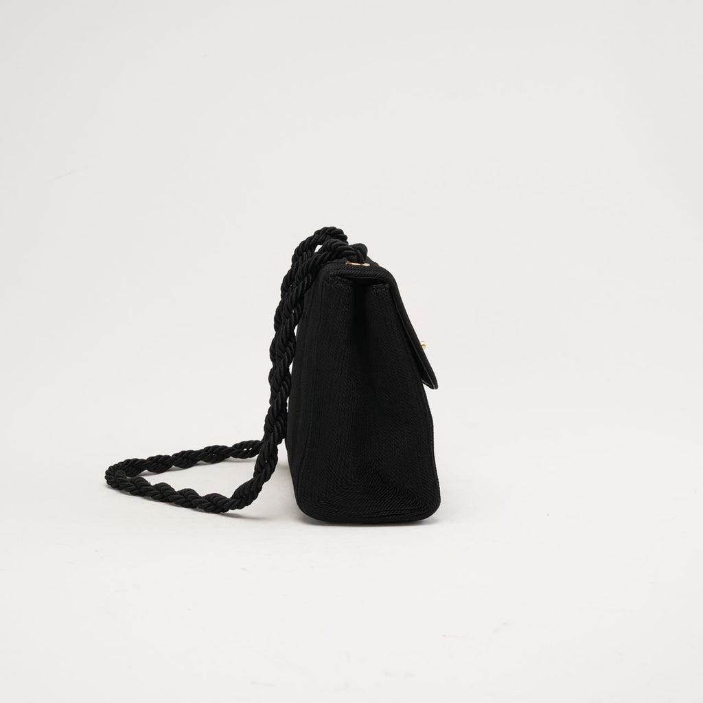 Chanel Vintage Silk Rope Mini Kelly Flap Black 1997