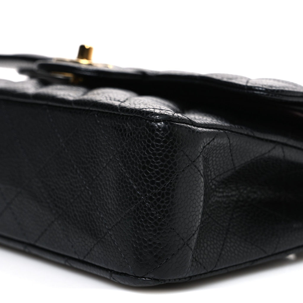 Caviar Quilted Small Double Flap Black