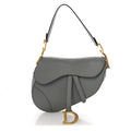 Grained Calfskin Saddle Bag Grey