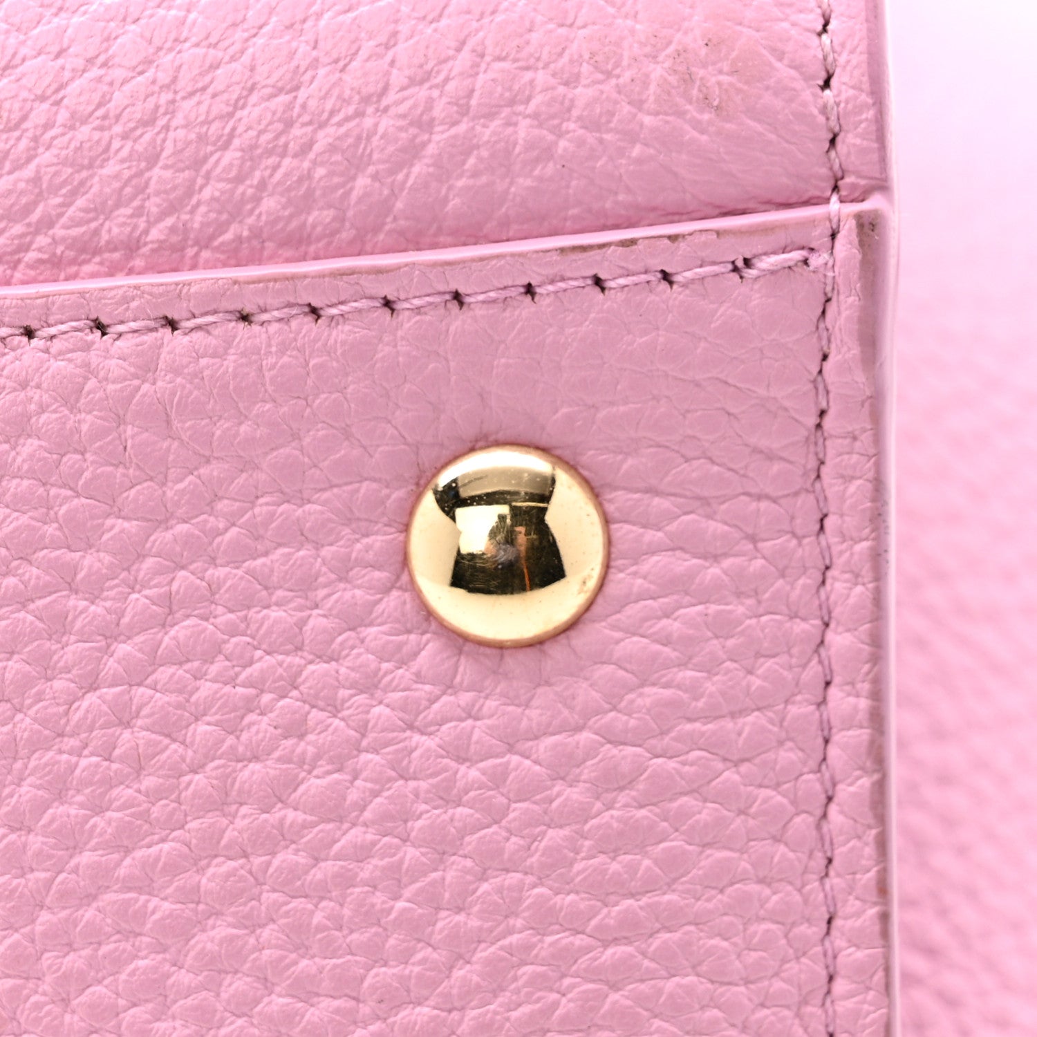 Grained Calfskin Double Handle Small Amy Tote Pink