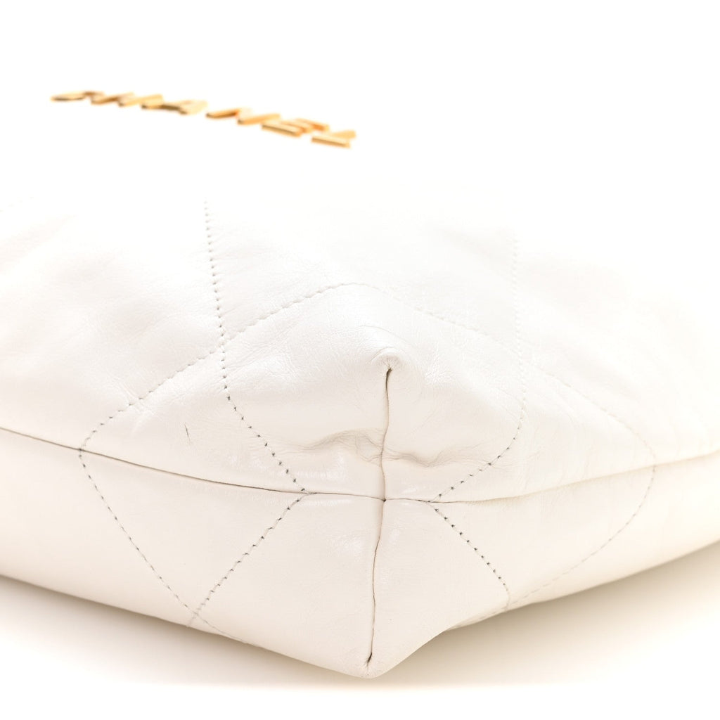 Shiny Calfskin Quilted Small Chanel 22 White