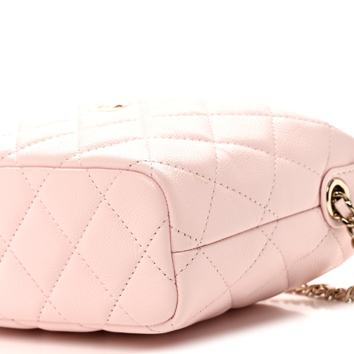 Caviar Quilted Hobo Clutch With Chain Light Pink