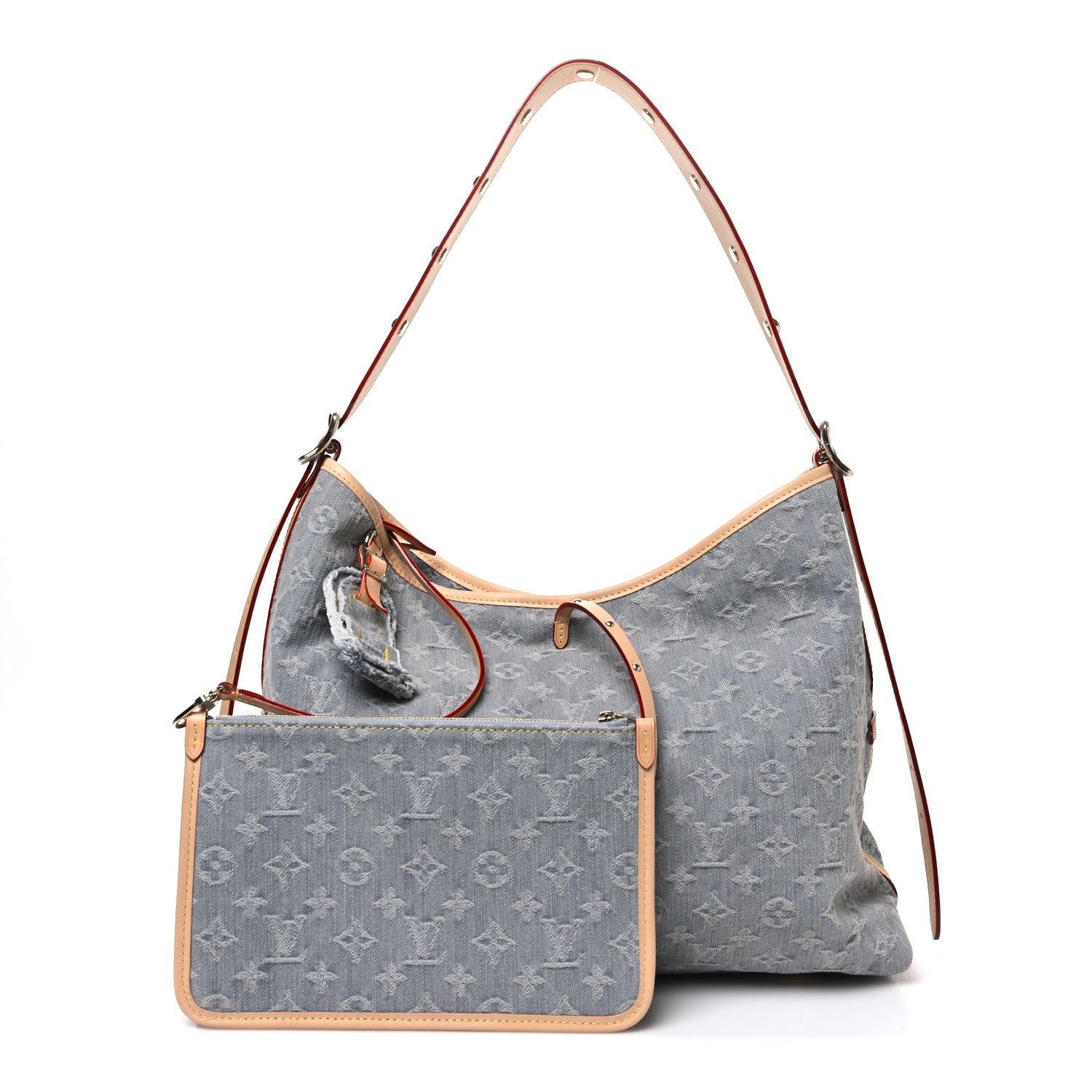 Monogram Denim CarryAll MM Washed Grey