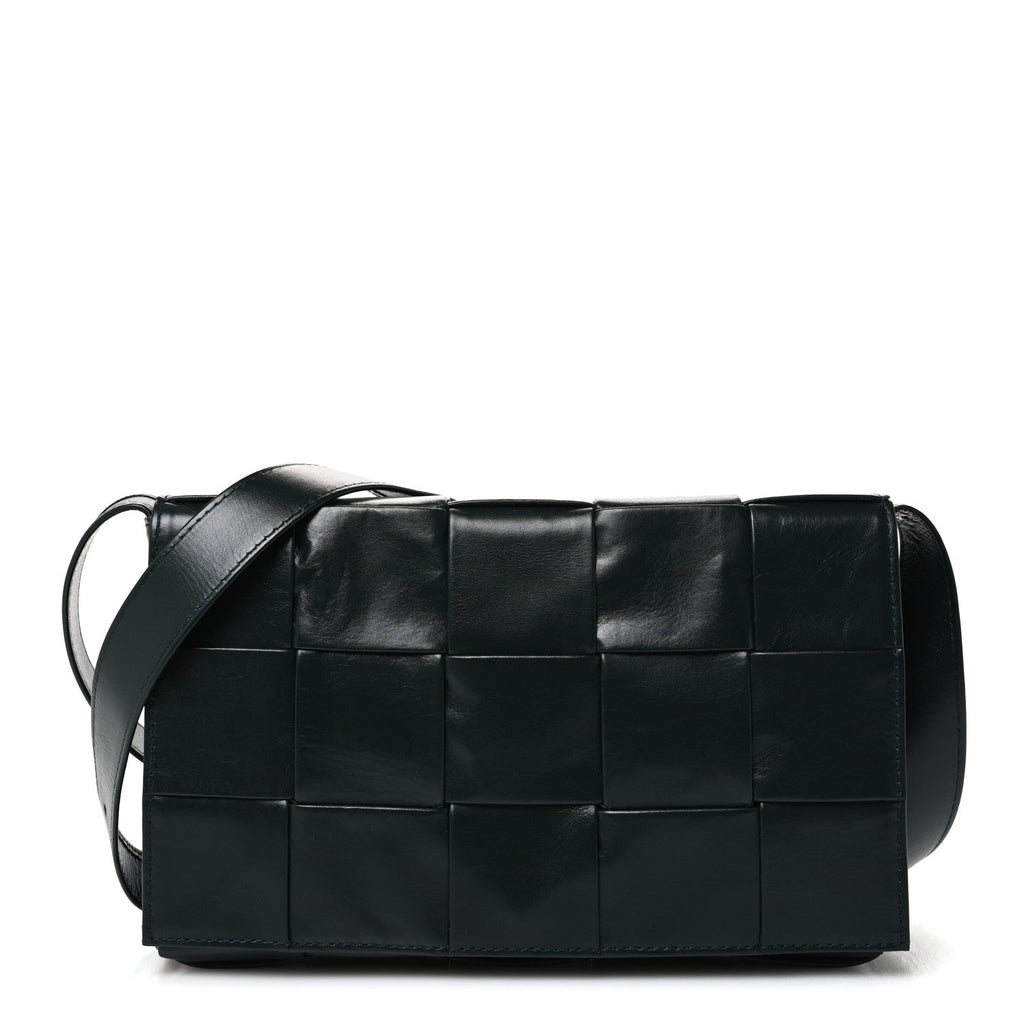 Paper Calfskin Maxi Intreccio Cassette Crossbody Bag Inkwell