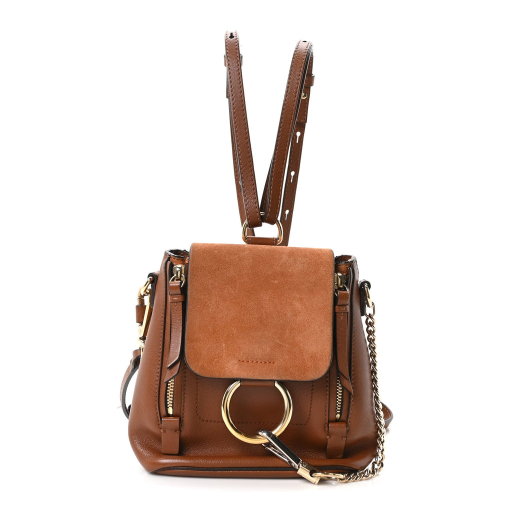 Suede Calfskin Mini Faye Backpack Tan