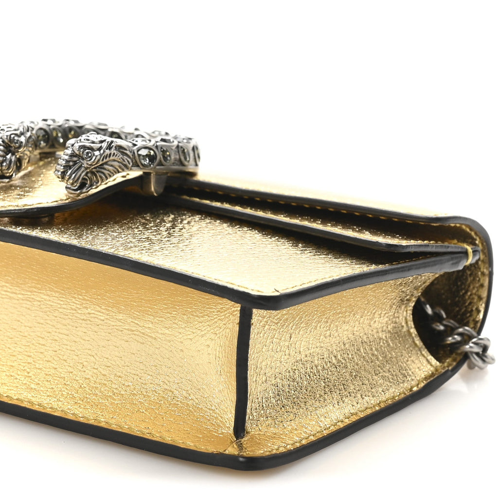 Metallic Calfskin Super Mini Dionysus Shoulder Bag Gold
