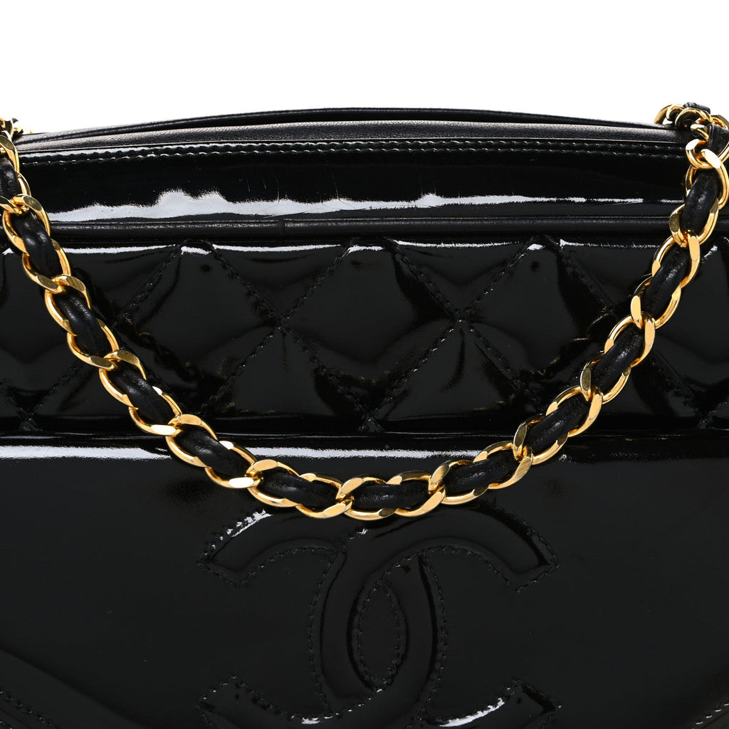 Patent Quilted Tassel Camera Case Black