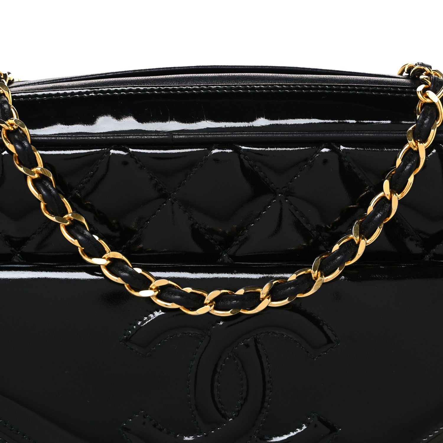 Patent Quilted Tassel Camera Case Black