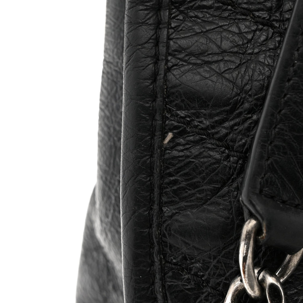 Crinkled Calfskin Matelasse Monogram Medium Niki Chain Satchel Black