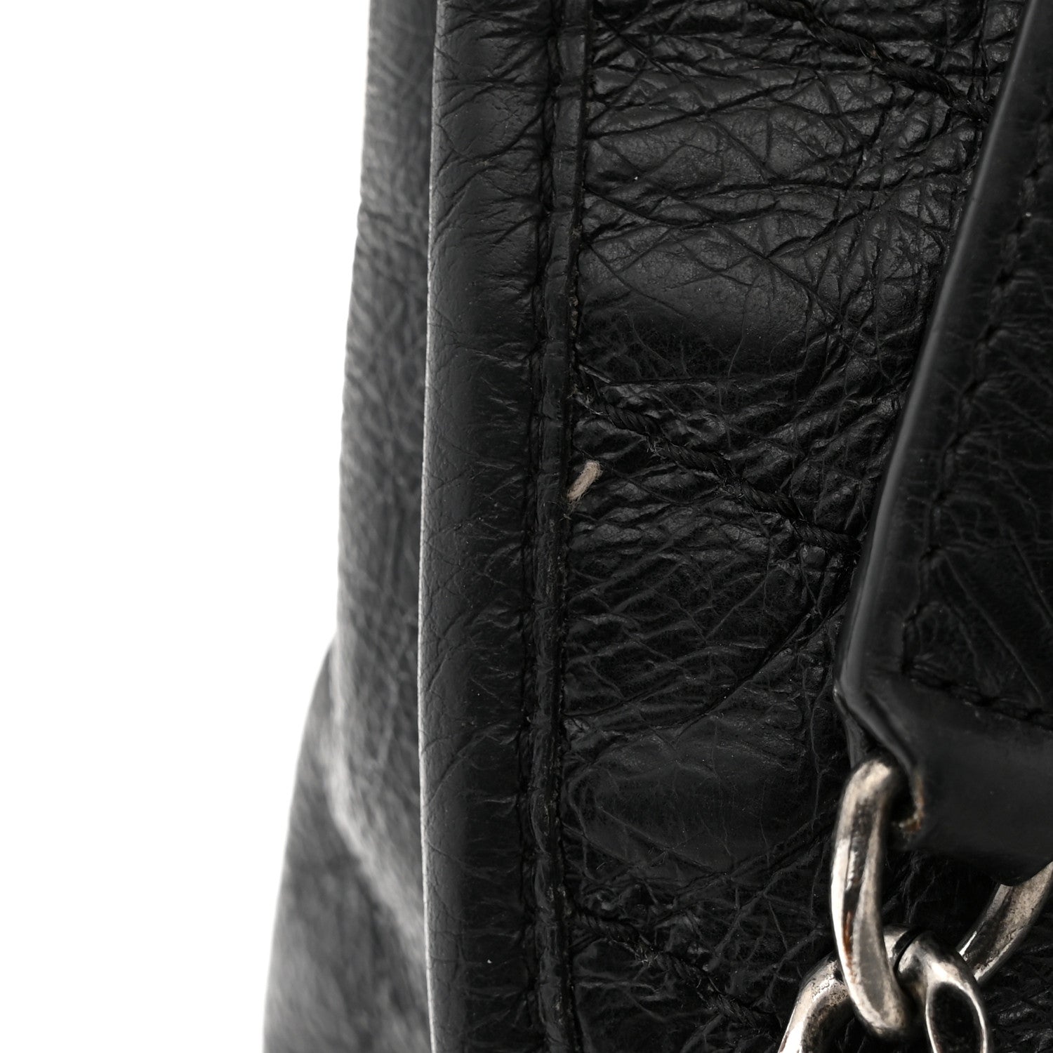 Crinkled Calfskin Matelasse Monogram Medium Niki Chain Satchel Black