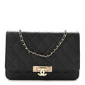 Caviar Quilted Golden Class Wallet On Chain WOC Black
