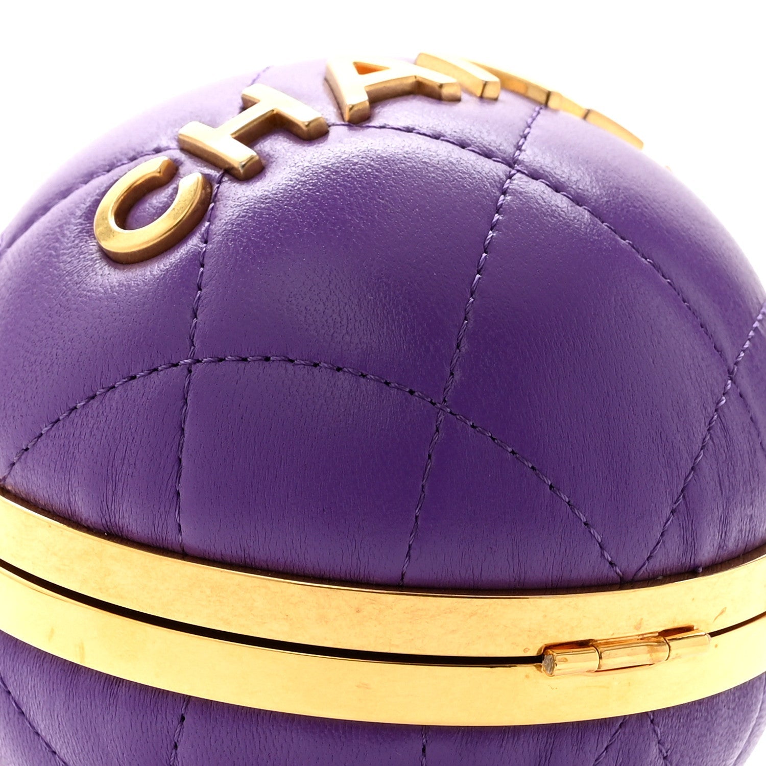 Lambskin CC Minaudiere Sphere Chain Clutch Purple