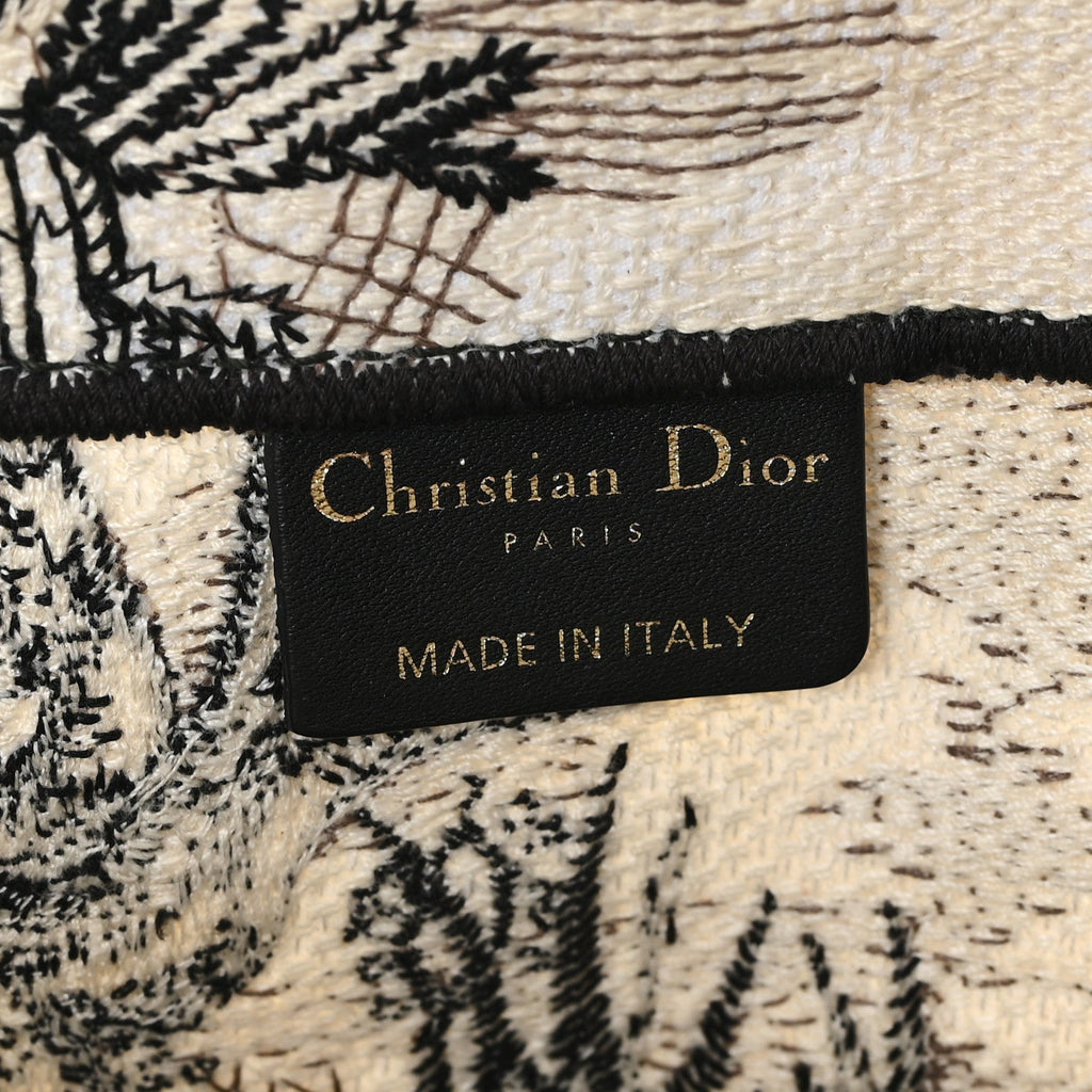 Canvas Embroidered Toile De Jouy Book Tote White Black