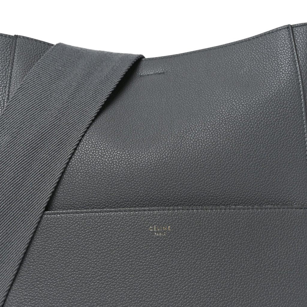 Soft Grained Calfskin Sangle Bucket Bag Grey