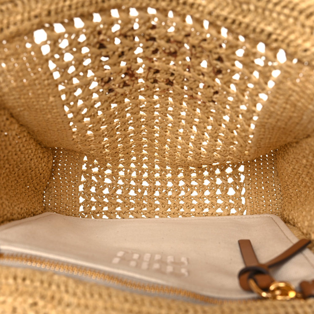 Raffia Crochet Woven Tote Bag Beige