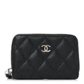 Caviar Quilted Zip Coin Purse Black