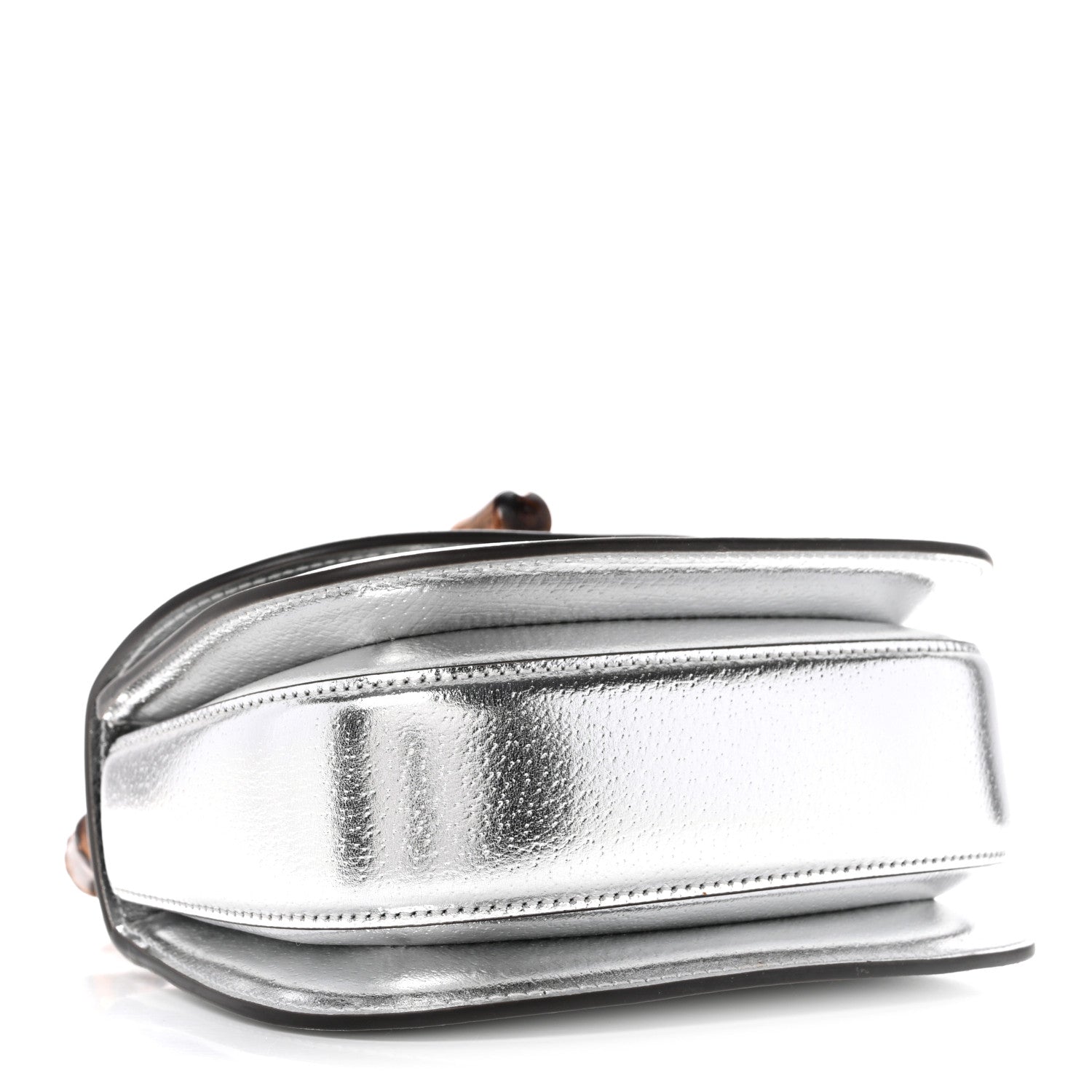 Metallic Calfskin Mini Bamboo 1947 Top Handle Bag Silver