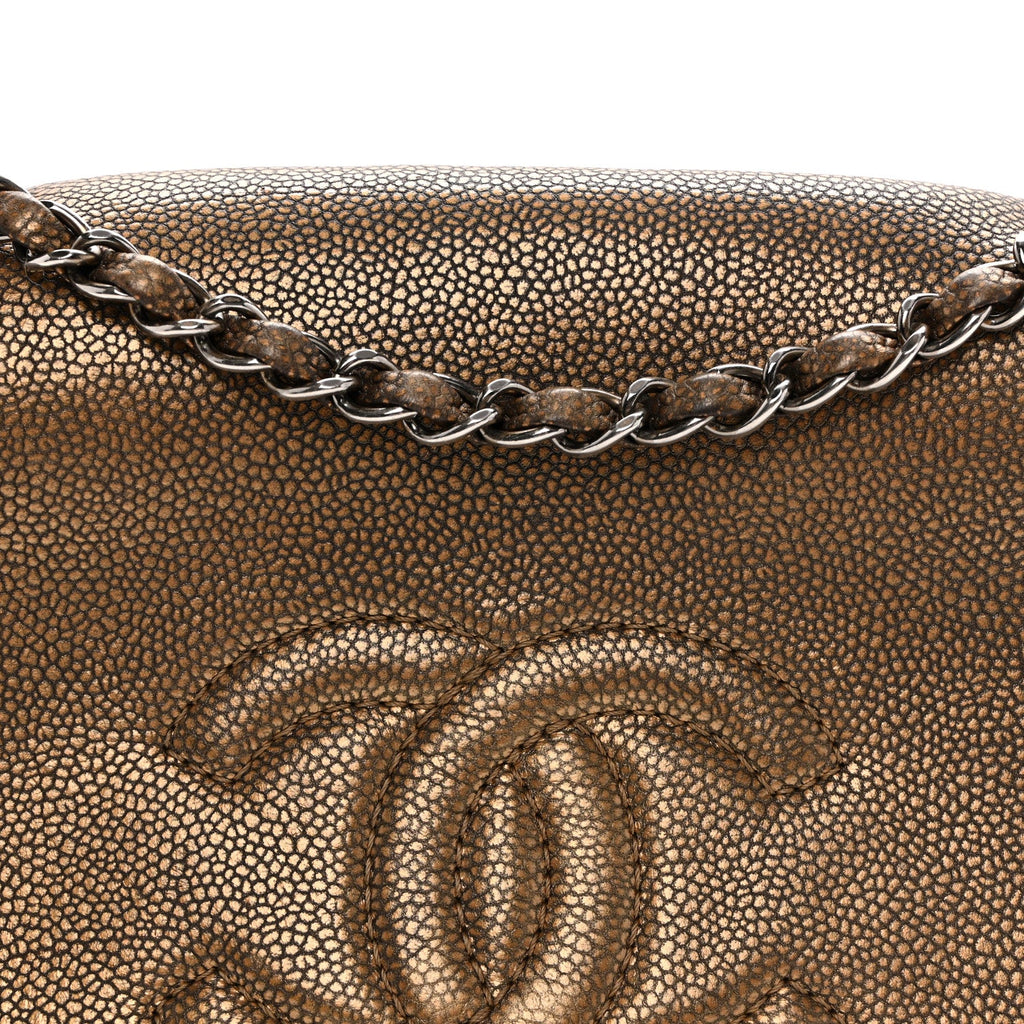 Metallic Caviar Medium Timeless CC Flap Bronze