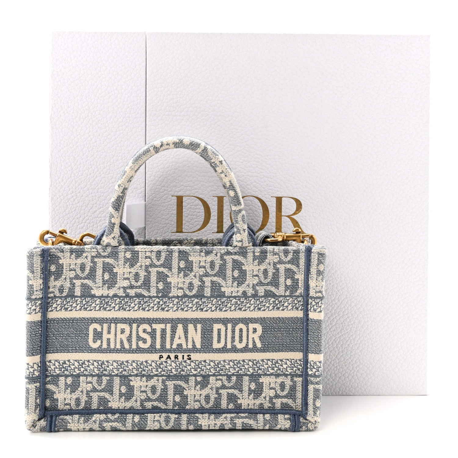 Oblique Mini Book Tote With Strap Light Blue Multicolor