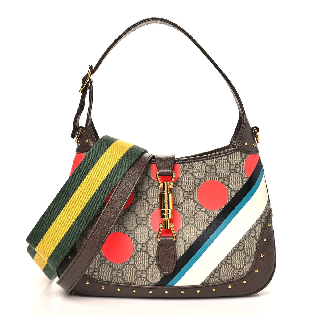 GG Supreme Monogram Web Geometric Small Jackie 1961 Beige Multicolor Brown Sugar