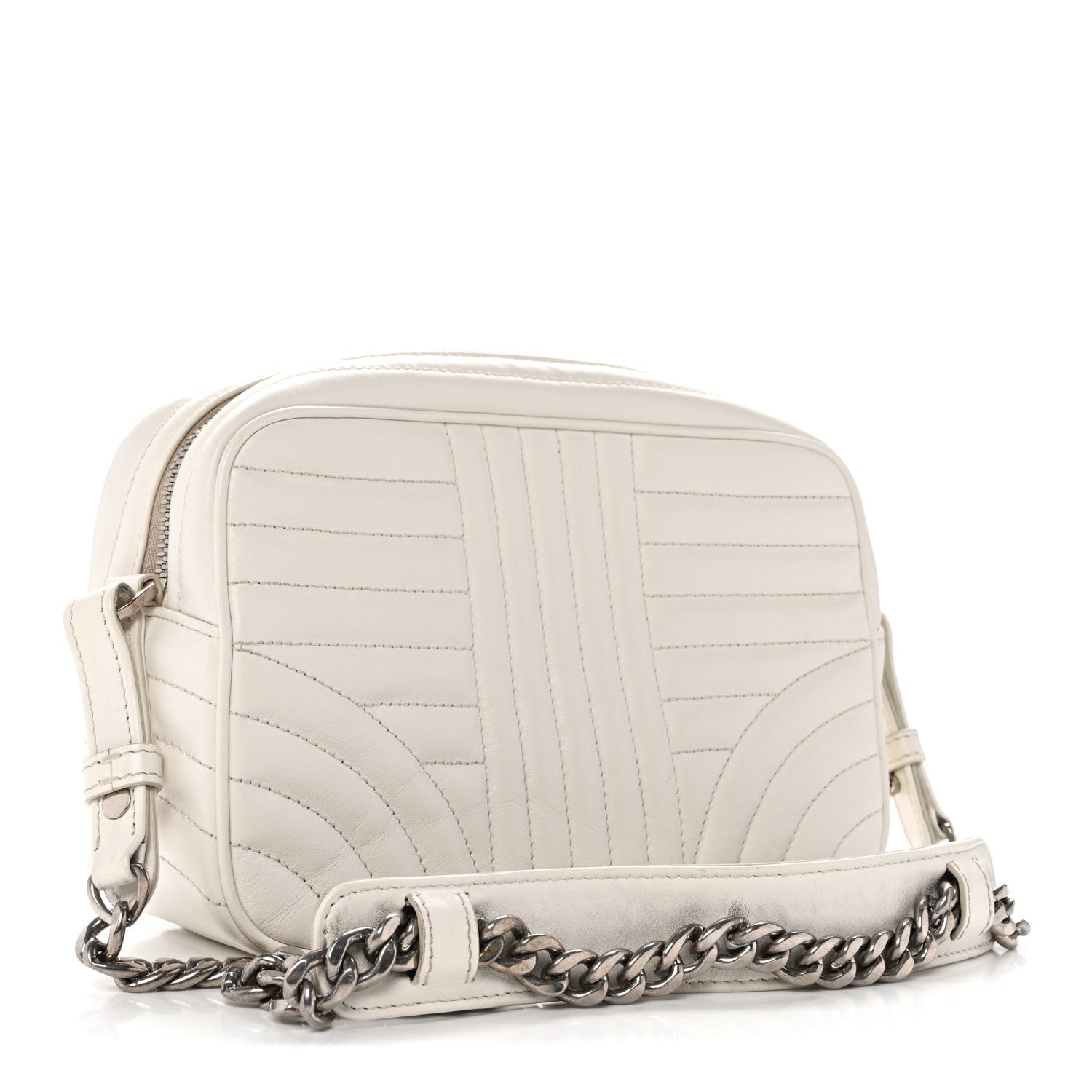 Soft Calfskin Diagramme Camera Bag White