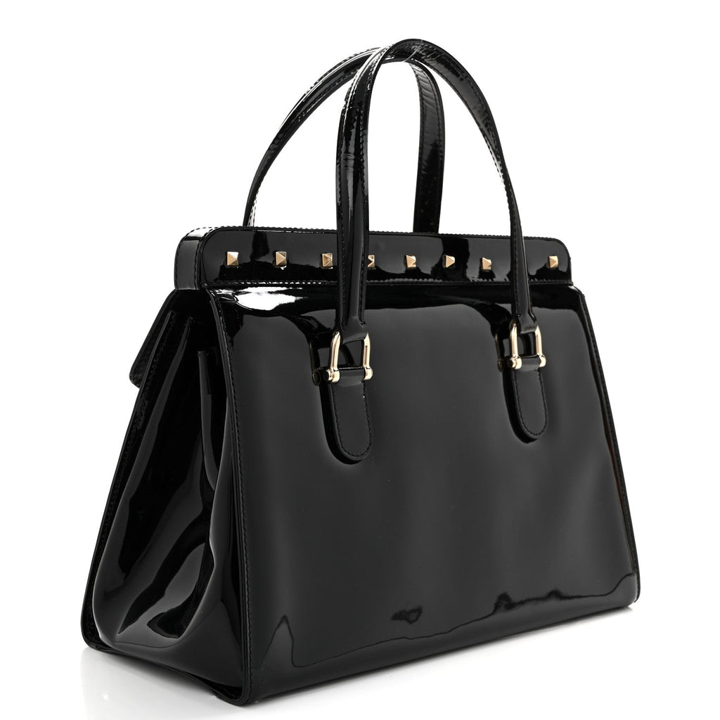 Patent Rockstud Tote Black