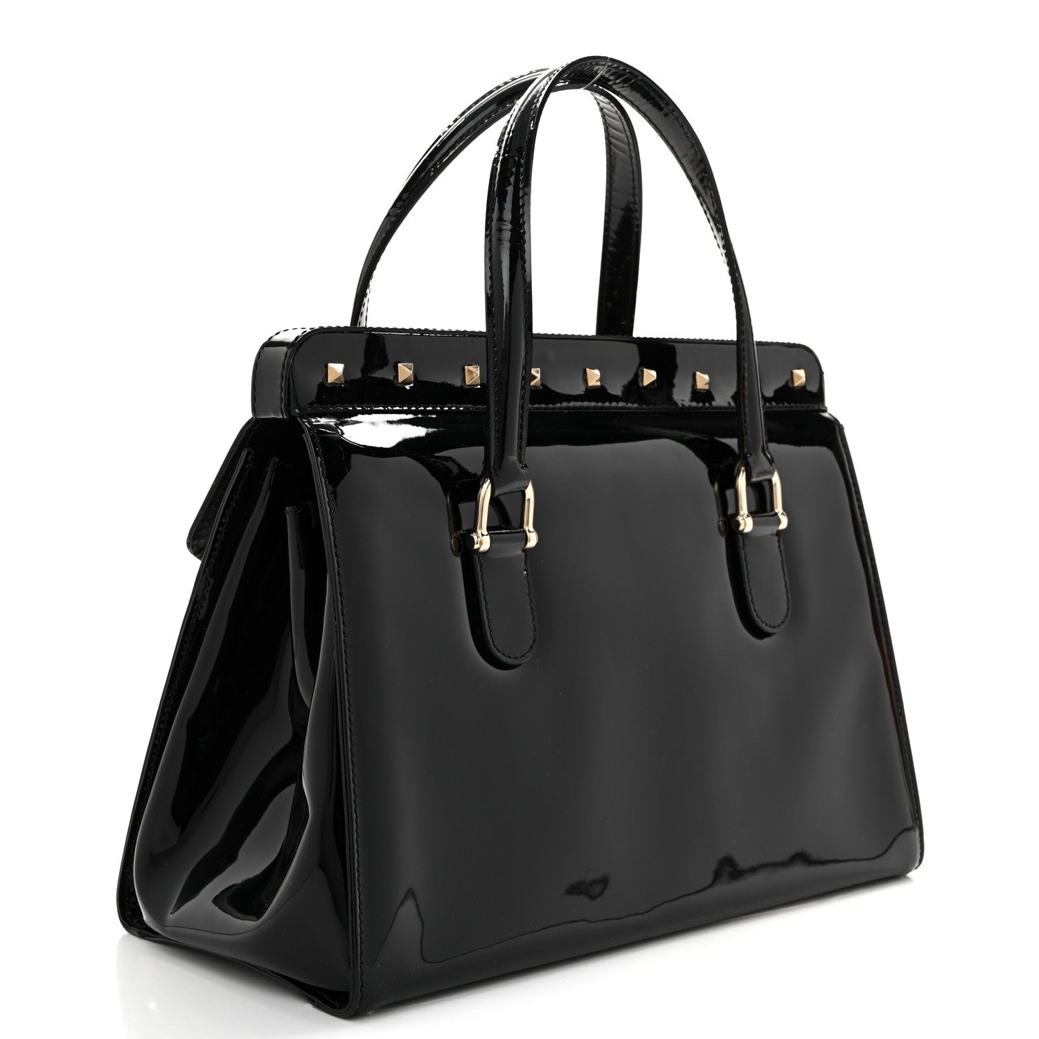 Patent Rockstud Tote Black