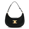 Smooth Calfskin Medium Strap Ava Triomphe Shoulder Bag Black