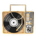 Crystal Turntable Scratch Minaudiere Clutch Champagne