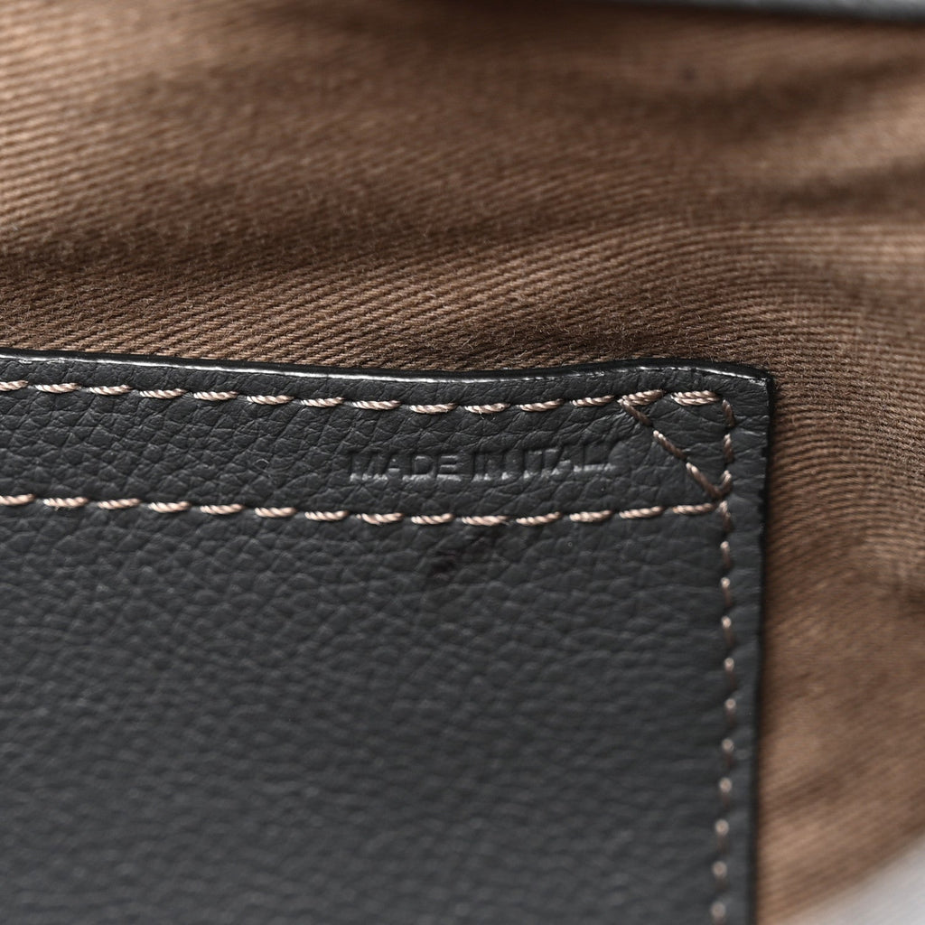 Grained Calfskin Medium Marcie Saddle Bag Iron Grey
