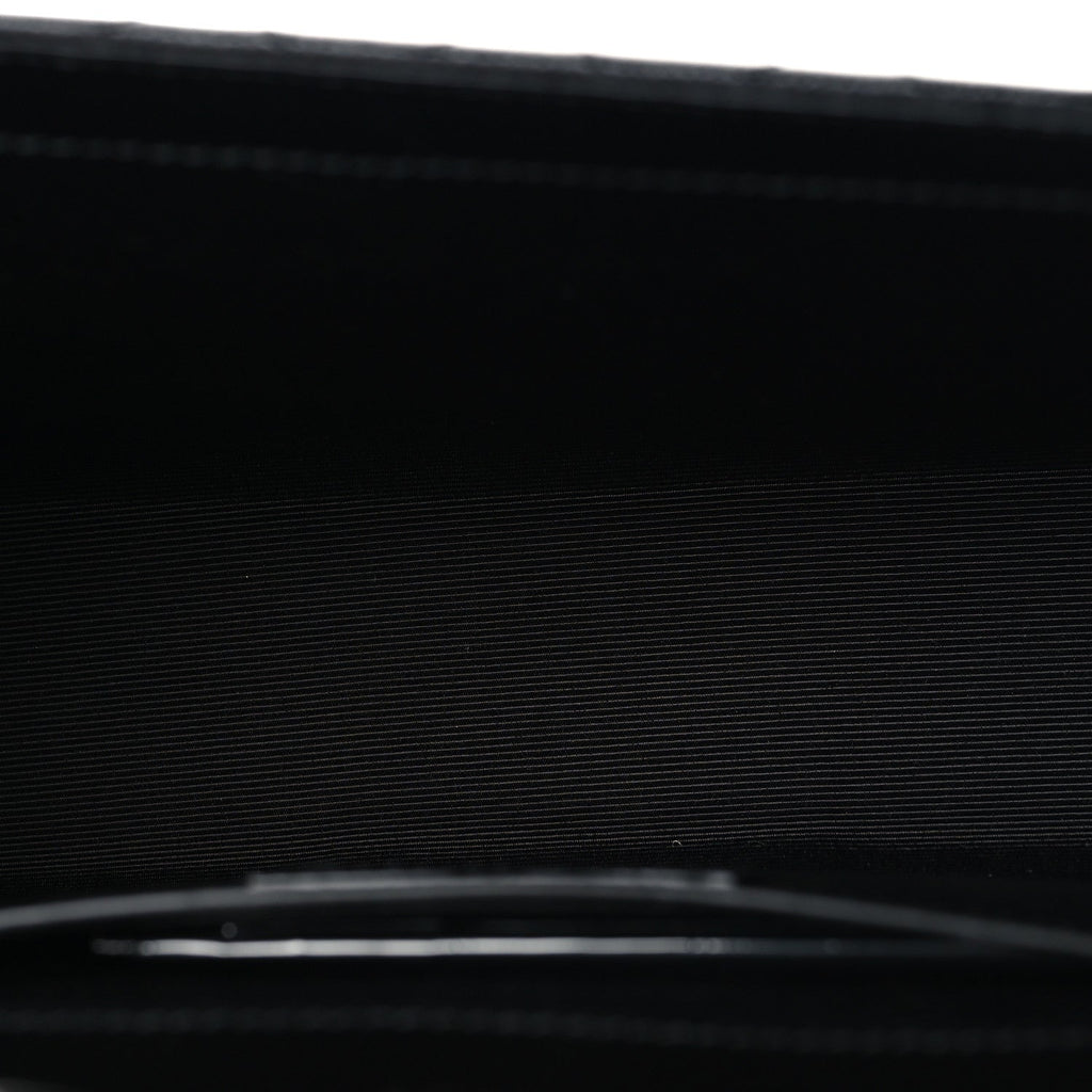 Grain De Poudre Textured Mixed Matelasse Triquilt Medium Monogram Monochrome Satchel Black