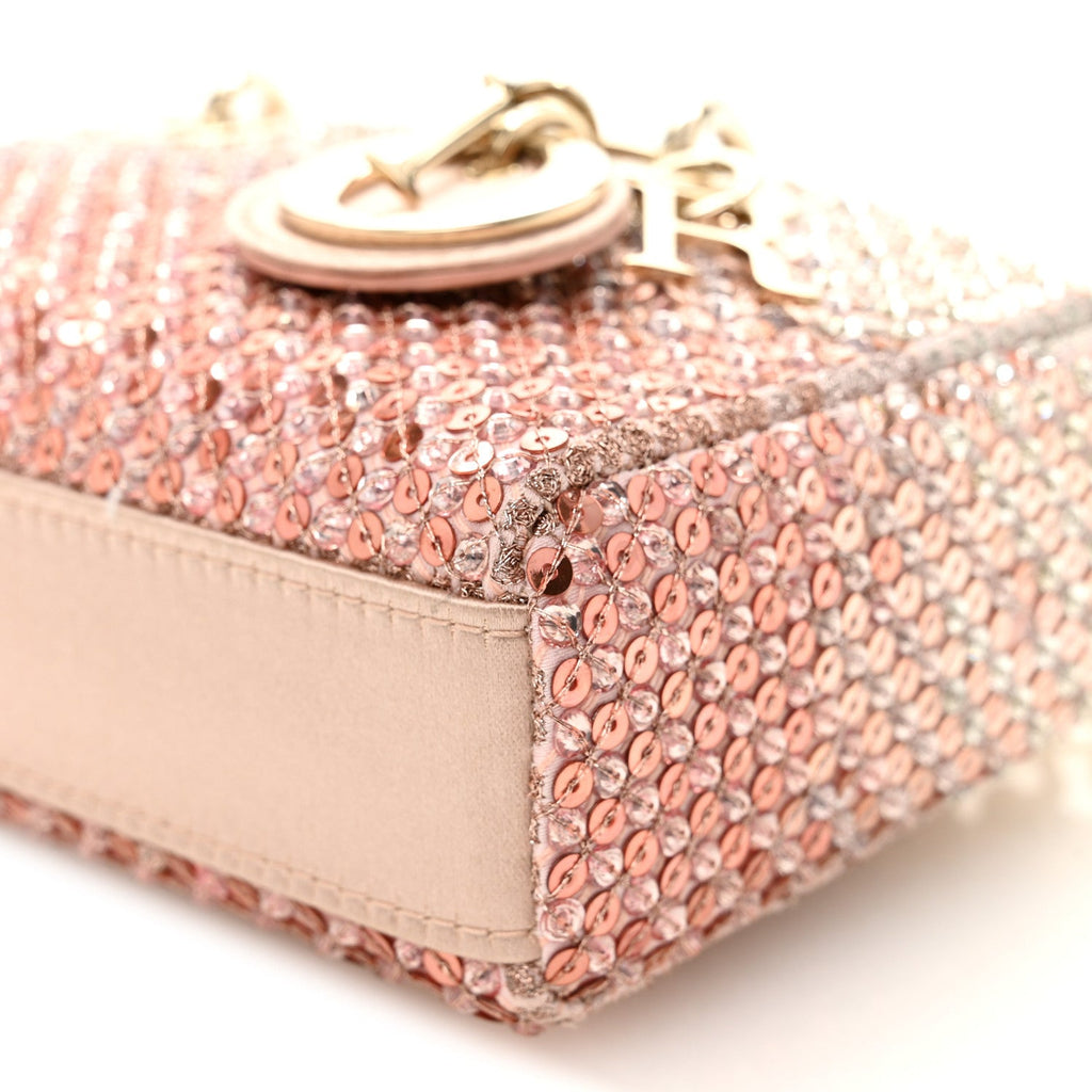 Satin Crystal Sequins Embroidered Micro Lady D-Joy Pink