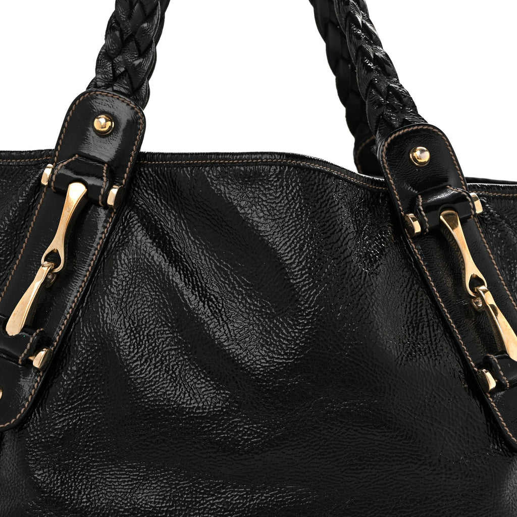 Patent Medium Pelham Shoulder Bag Black