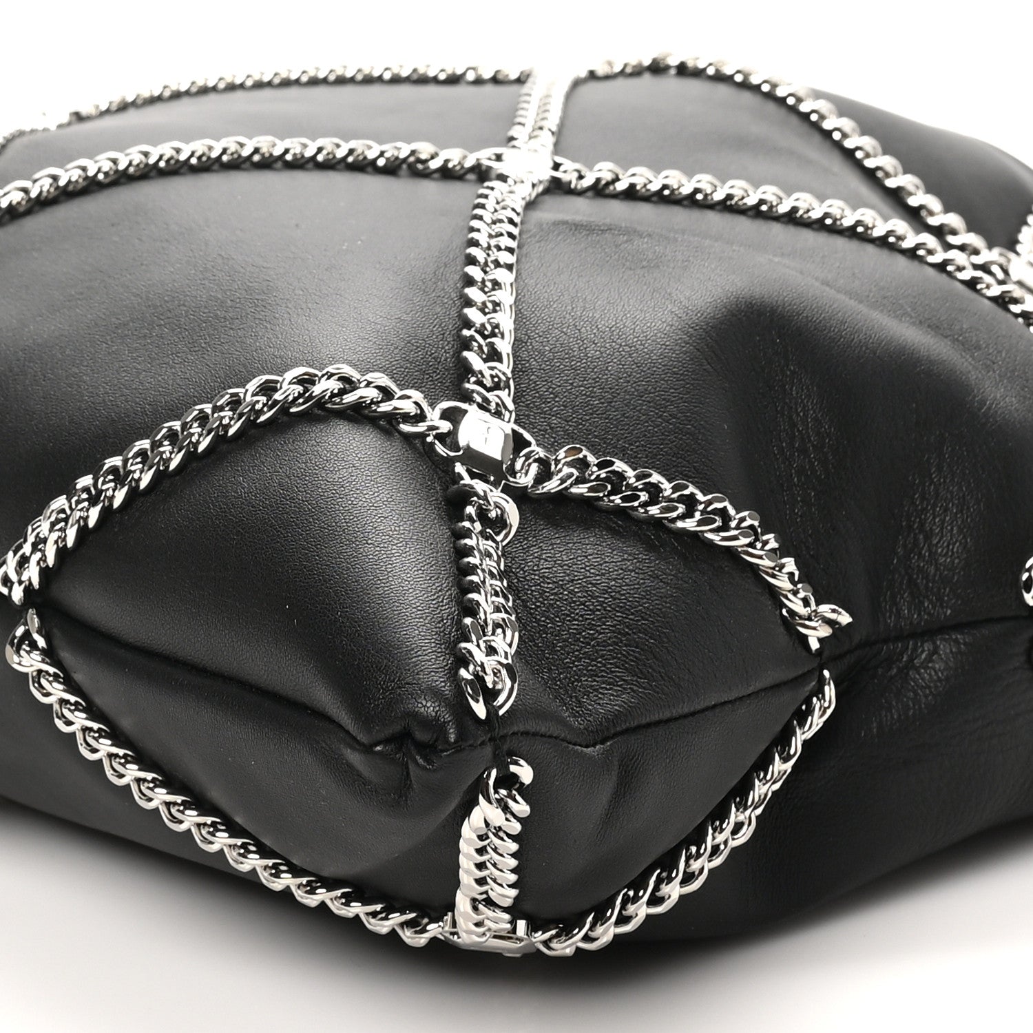 Nappa Chain Drawstring Shoulder Bag Black