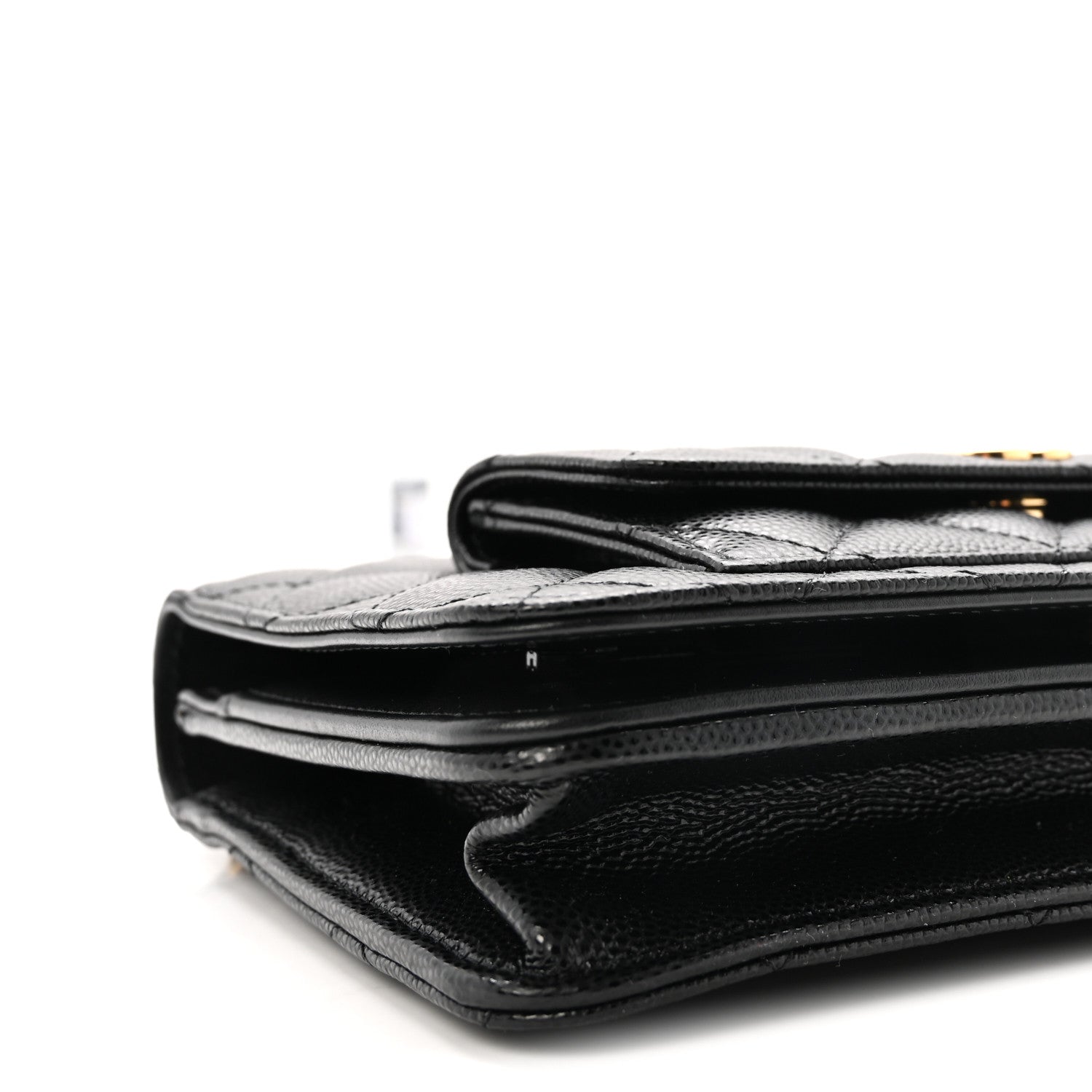 Caviar Quilted Pocket Twins Clutch With Chain Black