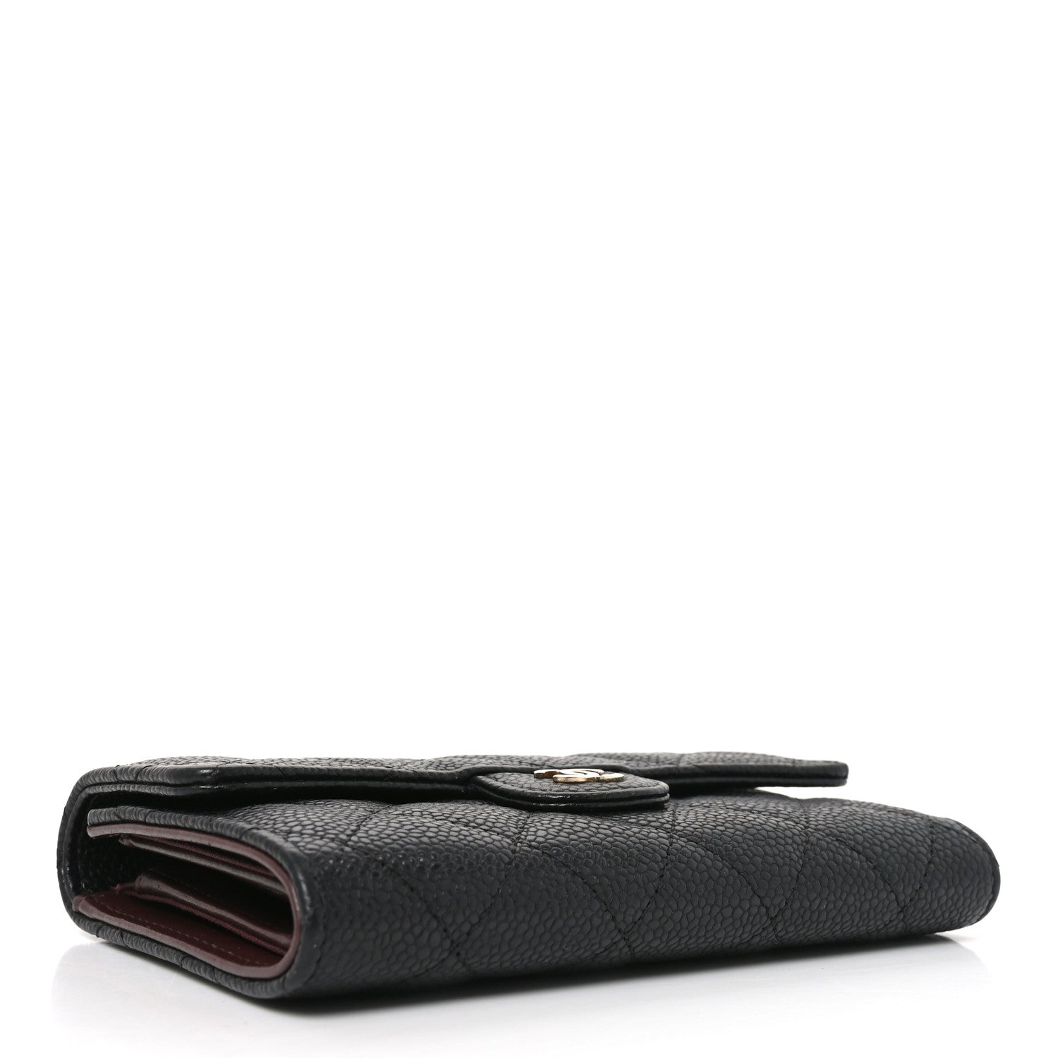 Caviar Quilted Medium Flap Wallet Black