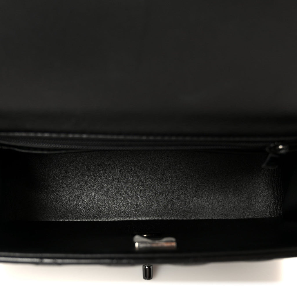 Lambskin Quilted Mini Top Handle Rectangular Flap So Black