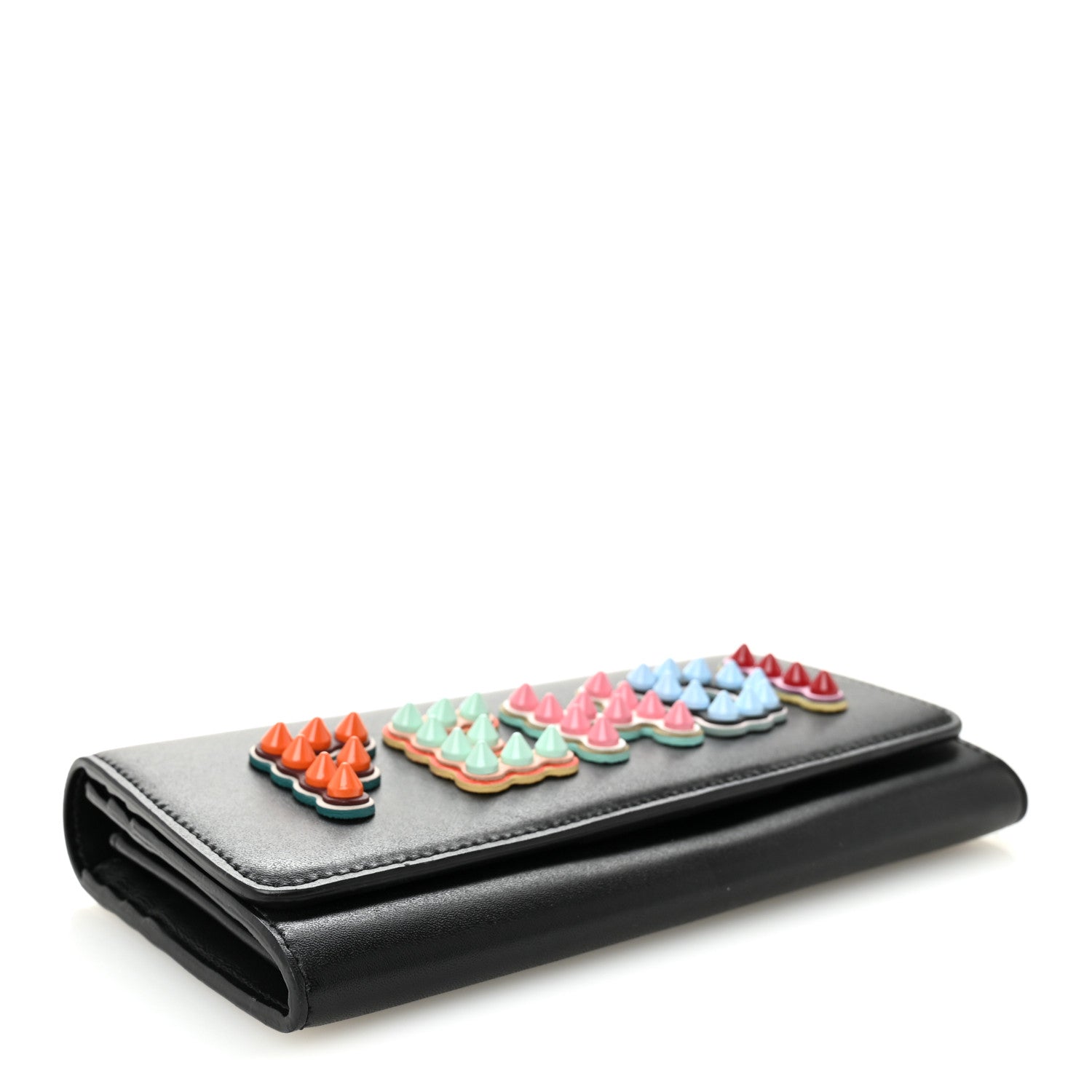 Vitello Liberty Fun Fair Studded Continental Wallet On Chain Black Multicolor