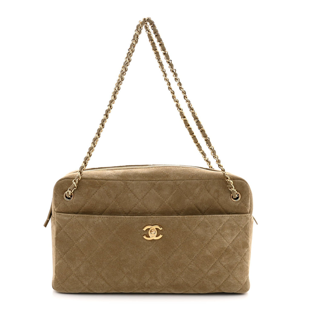 Suede Quilted Camerissimo Case Dark Beige