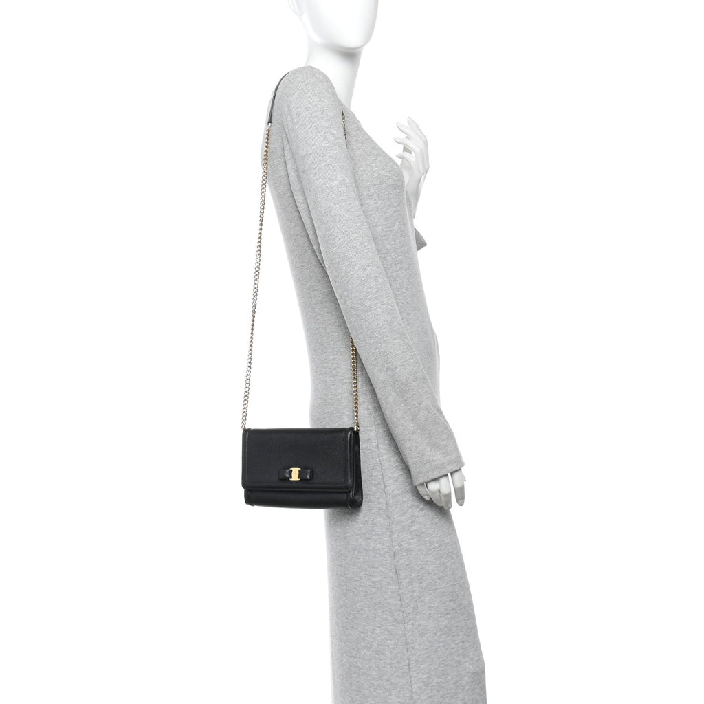 Hammered Calfskin Vara Bow Mini Bag Black