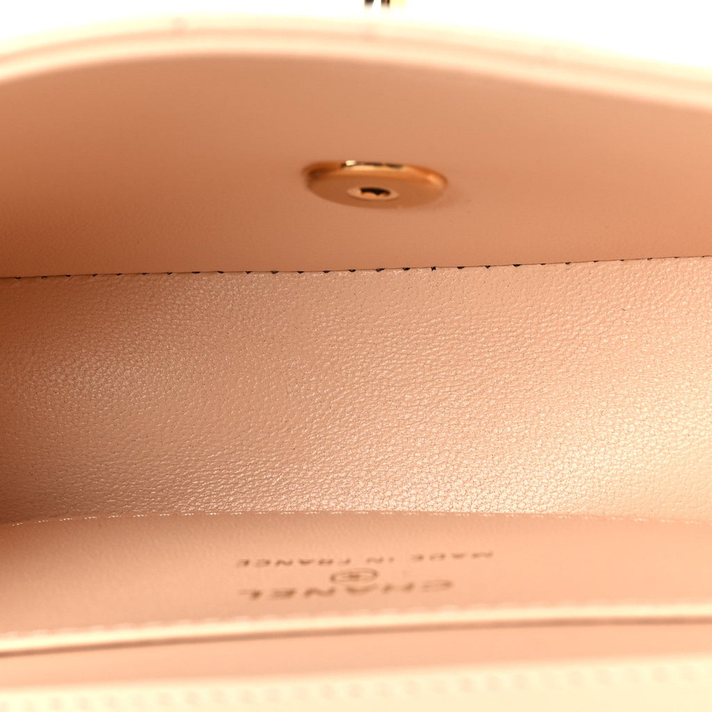 Lambskin Quilted Tab Mini Flap Beige